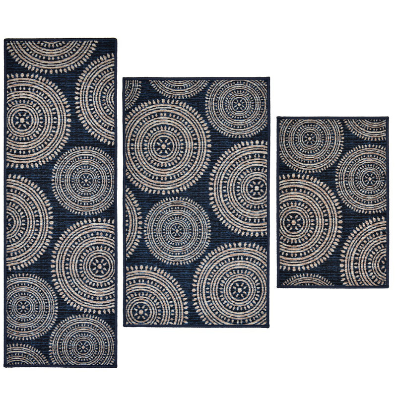 Madison Home 3 Piece Aztec Blue Area Rug Set & Reviews Wayfair